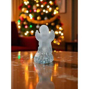Vintage Albert E. Price Frosted Baby Angel Christmas Holiday Lead Crystal Bell
